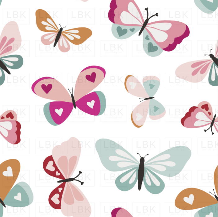Love Doodles Butterflies Multicolor Fabric