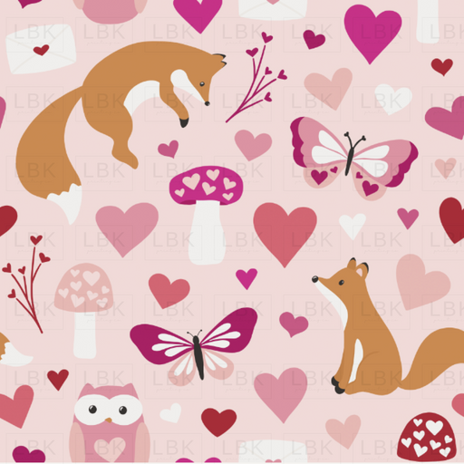 Love Doodles Foxes Pink Fabric