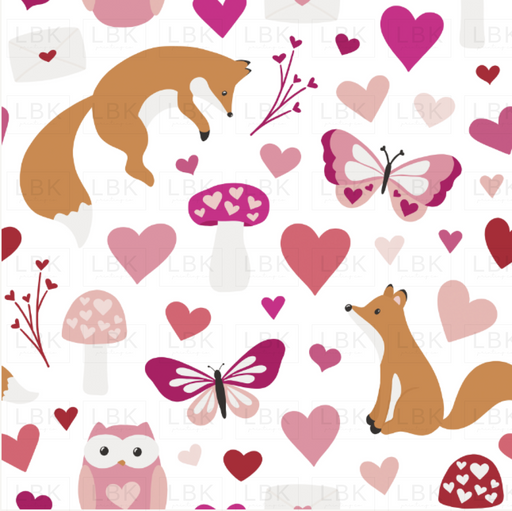 Love Doodles Foxes White Fabric