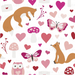 Love Doodles Foxes White Fabric