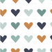 Love Doodles Hearts Multi Blue Fabric