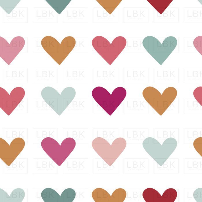 Love Doodles Hearts Multicolor Fabric