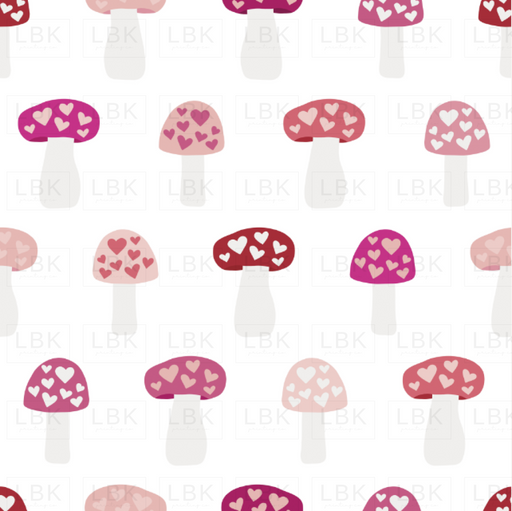 Love Doodles Toadstools Pink Fabric