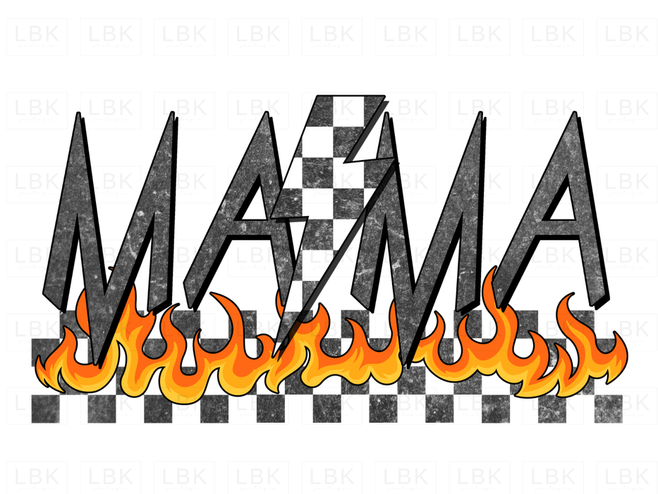 Mama - Flames & Checkered