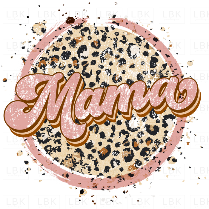 Mama Leopard Pink Circle - Distressed