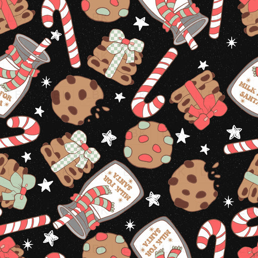 Milk For Santa Pattern Black