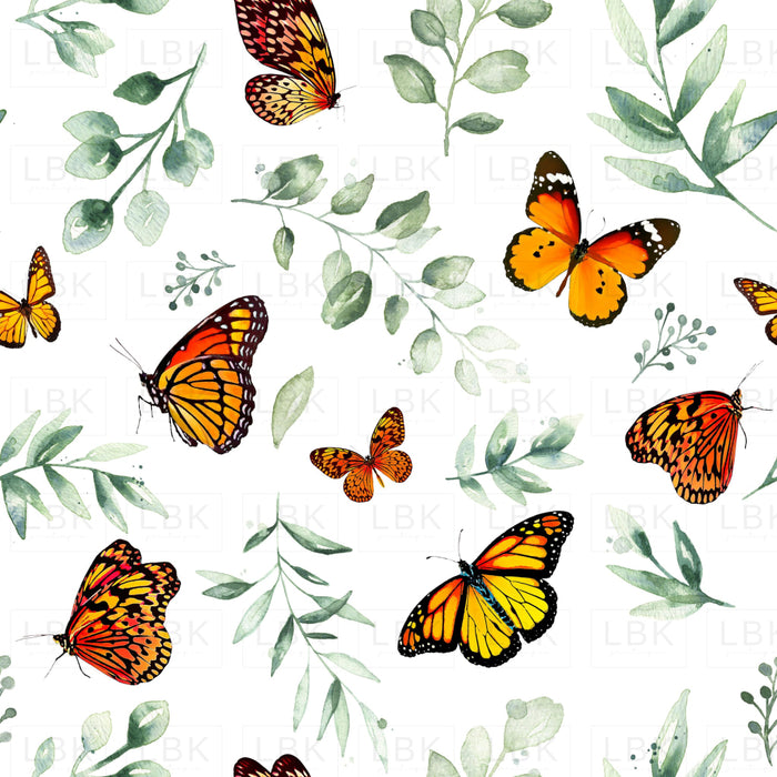 Monarch Butterflies And Botanical Leaves