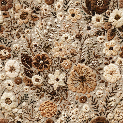 Neutral Embroidered Floral Beige