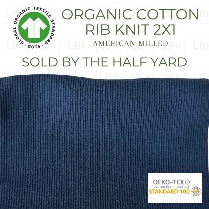 Organic Cotton Spandex Rib Knit 2X1 Blueberry