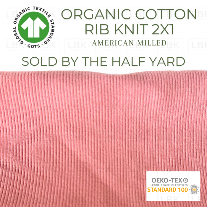 Organic Cotton Spandex Rib Knit 2X1 Cherry Blossom