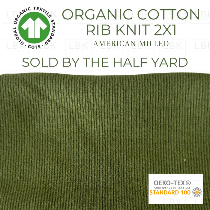 Organic Cotton Spandex Rib Knit 2X1 Fern