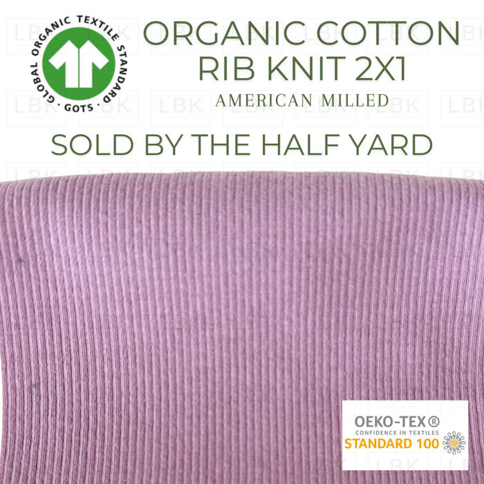 Organic Cotton Spandex Rib Knit 2X1 Lilac