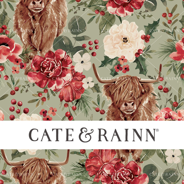 HighlandCow_Floral_SageGreen