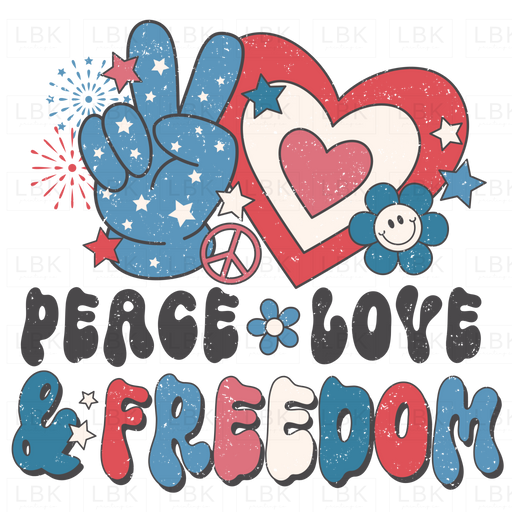 Peace Love & Freedom - Distressed