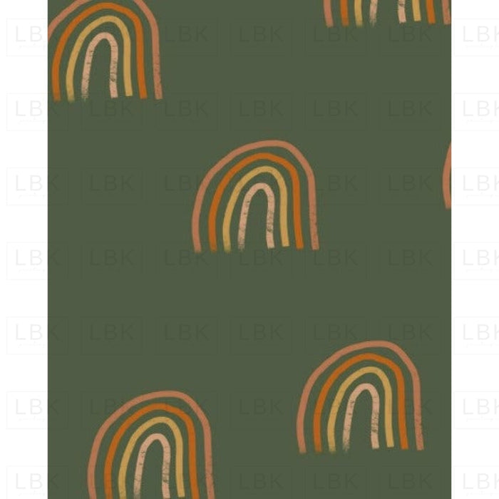 Peachy Rainbows On Olive Green