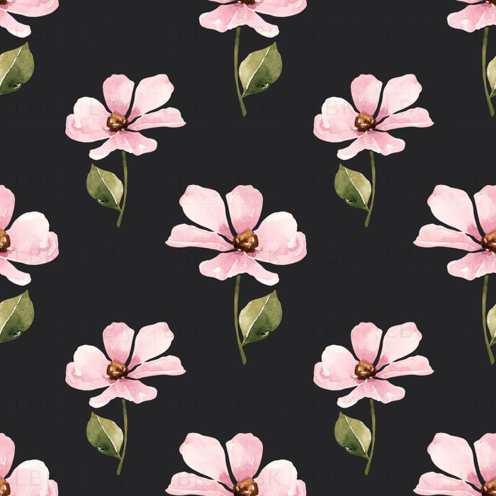 Pink Flowers Black