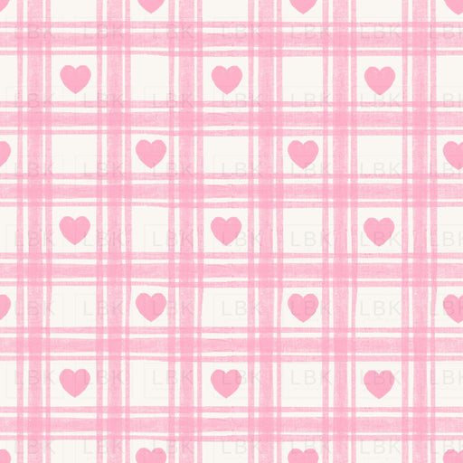 Pink Heart Linen Gingham