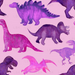 Pink Purple Watercolor Dinosaurs On