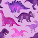 Pink Purple Watercolor Dinosuars On