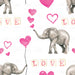 Pink Valentines Watercolor Elephant