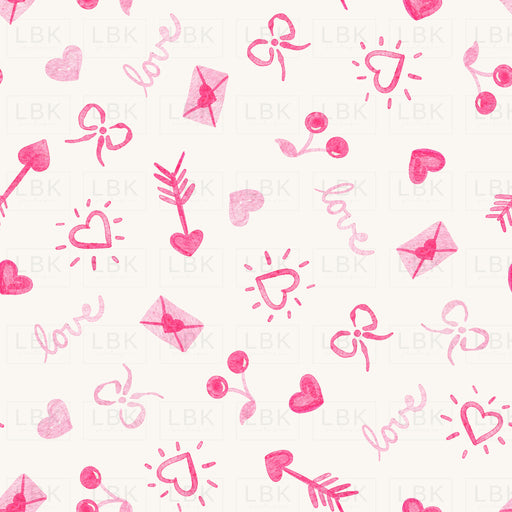 Pink Watercolor Hearts Bows And Arrows