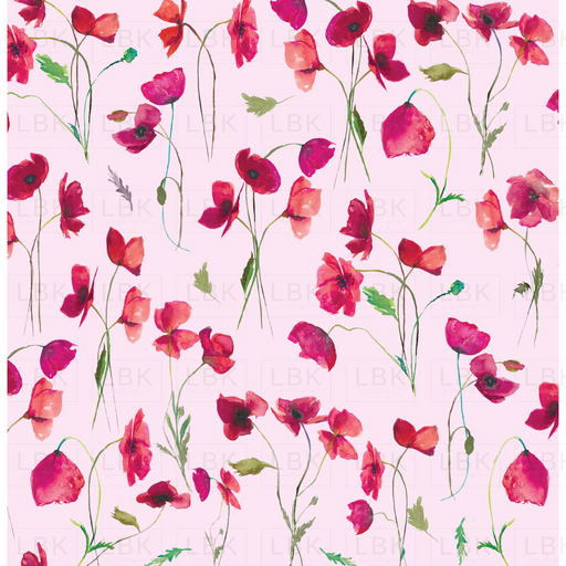 Pink Watercolor Poppies On Wisp