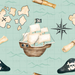 Pirates Ahoy Jolly Roger Nautical Aqua
