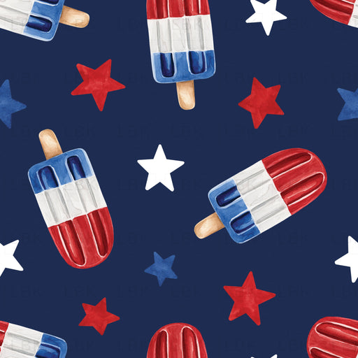 Popsicles And Stars On Navy Blue