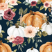 Pumpkin Floral Navy Blue