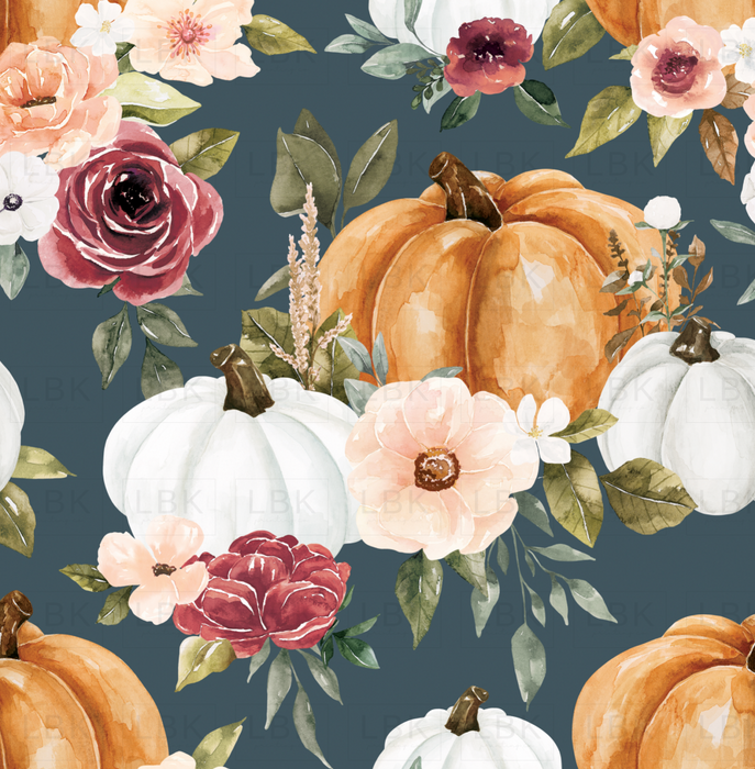 Pumpkin Floral Night Blue