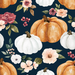 Pumpkin Flowers Navy Blue