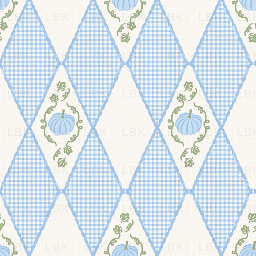 Pumpkin Vine Diamond Gingham Blue