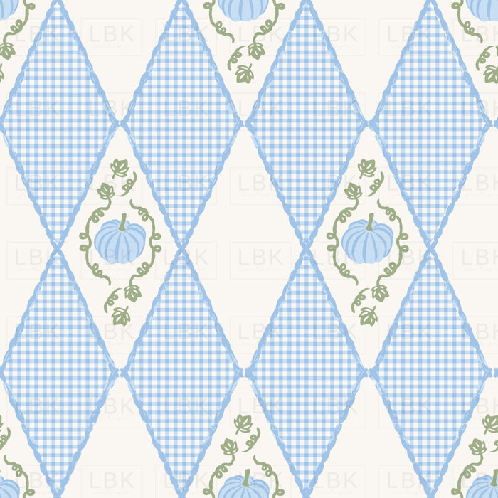 Pumpkin Vine Diamond Gingham Blue