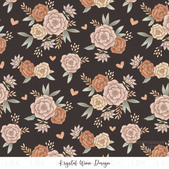 Puppy Love Floral Black