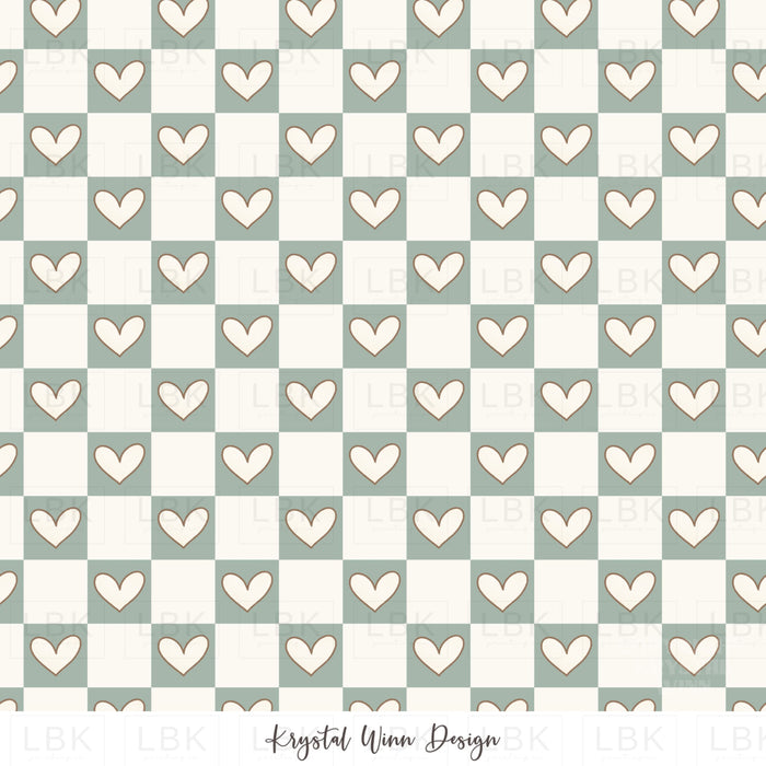 Puppy Love Heart Check Mint