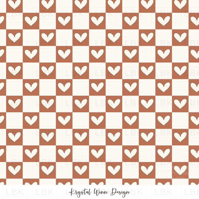 Puppy Love Heart Check Red