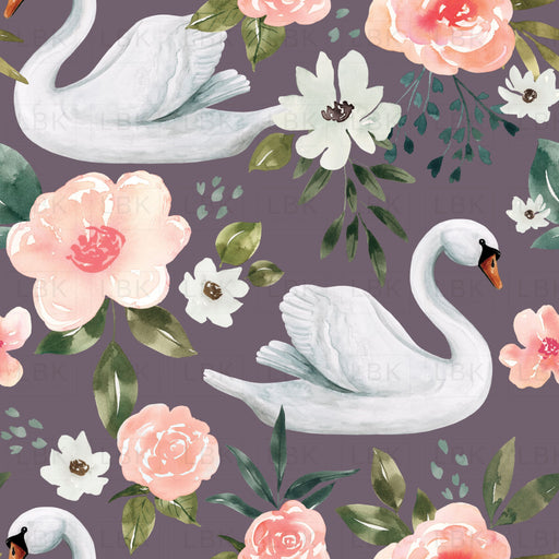 Purple Vintage Spring Swan Floral