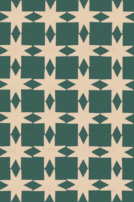 Quilted Christmas Stars On Pine Green