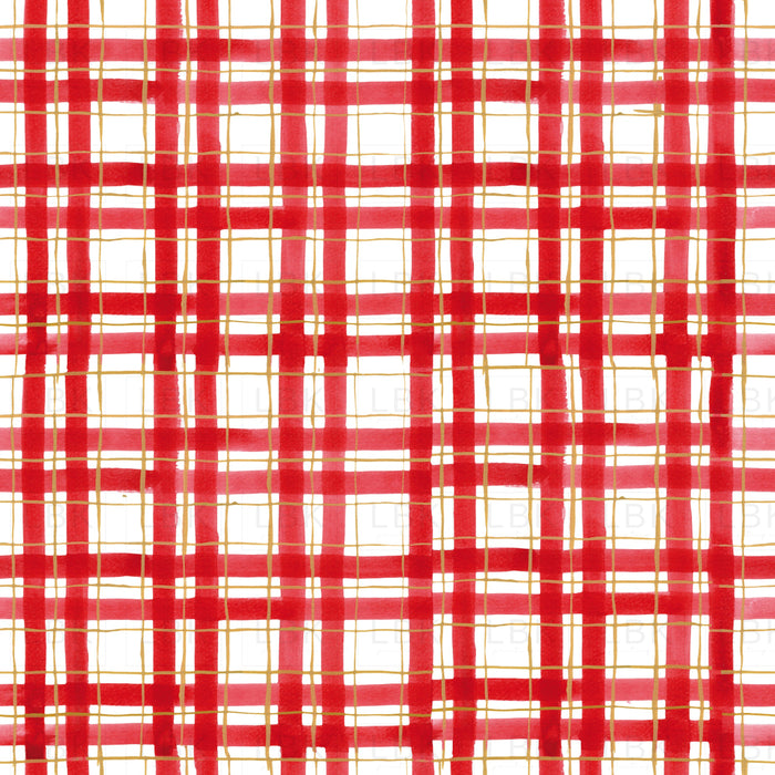 Red And Gold Watercolor Plaid