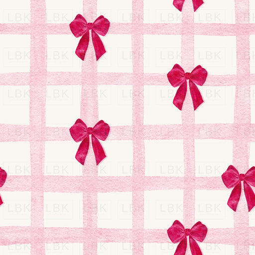 Red Bows On Light Pink Watercolor Gingham