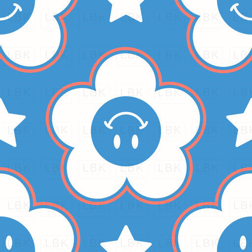 Retro American Y2K Smiley Flower Light Blue