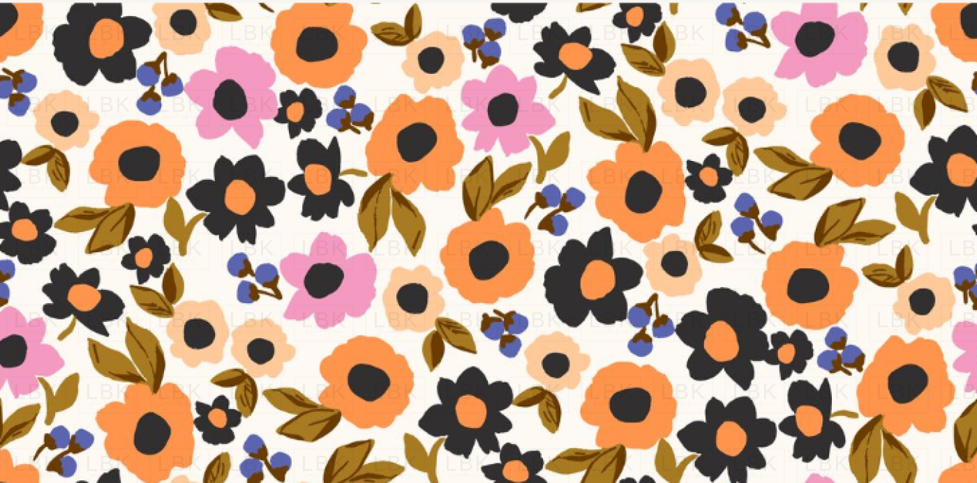 Retro Floral In Pumpkin Pink