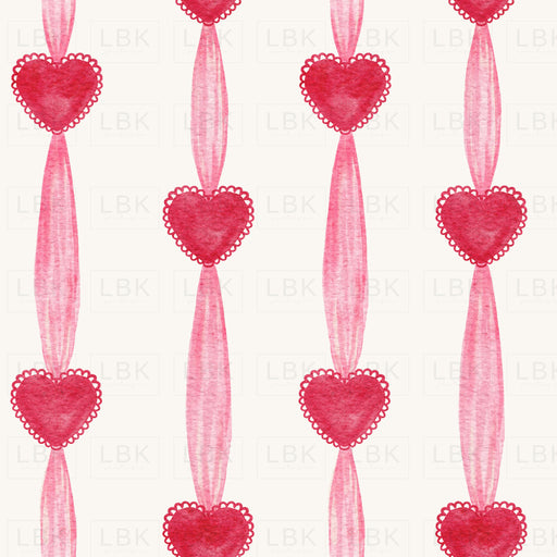 Ribbons And Scalloped Hearts Pink Red