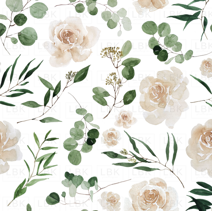 Roses And Eucalyptus Watercolor Floral