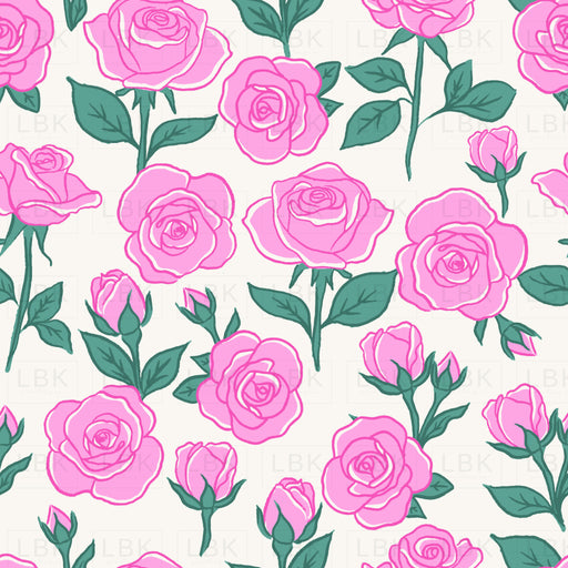 Roses Med Pink And Green-01