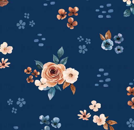 Rust And Royal Floral Blue