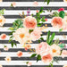 Rustic Succulent Florals On Charcoal Stripes