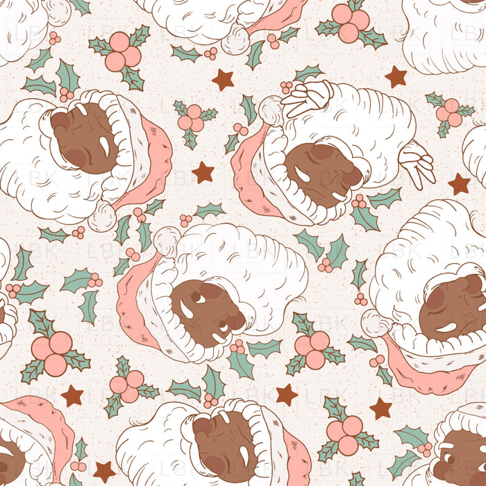 Santa Claus Pink Pattern Dark Skin