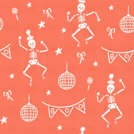 Skeleton Party Orange Linen