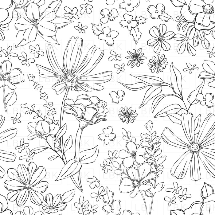 Sketched Floral BW
